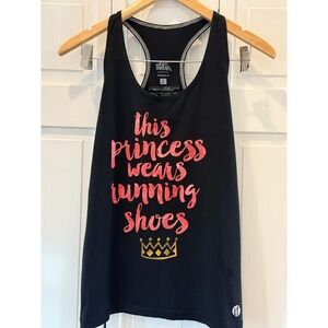 Raw Threads Athletic This Princess Wears Running Shoes Black Racerback Tank Sz L